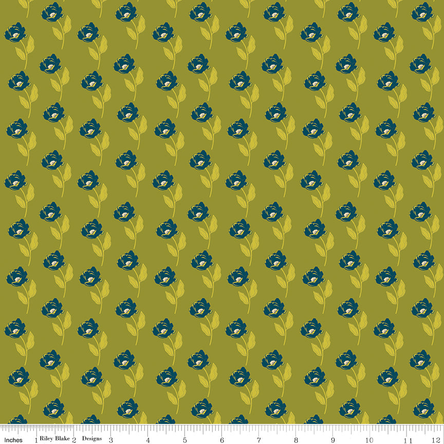 Feed My Soul - Flowers in Olive - Riley Blake