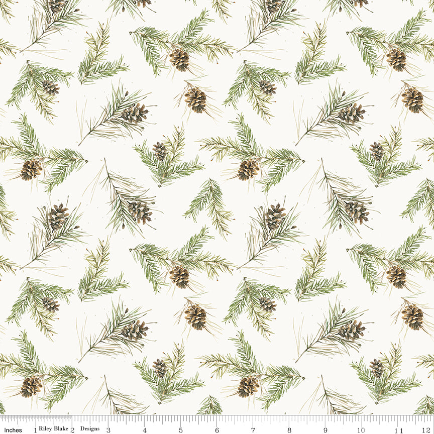 Pinecones in Cream - Holiday Spirit - Riley Blake