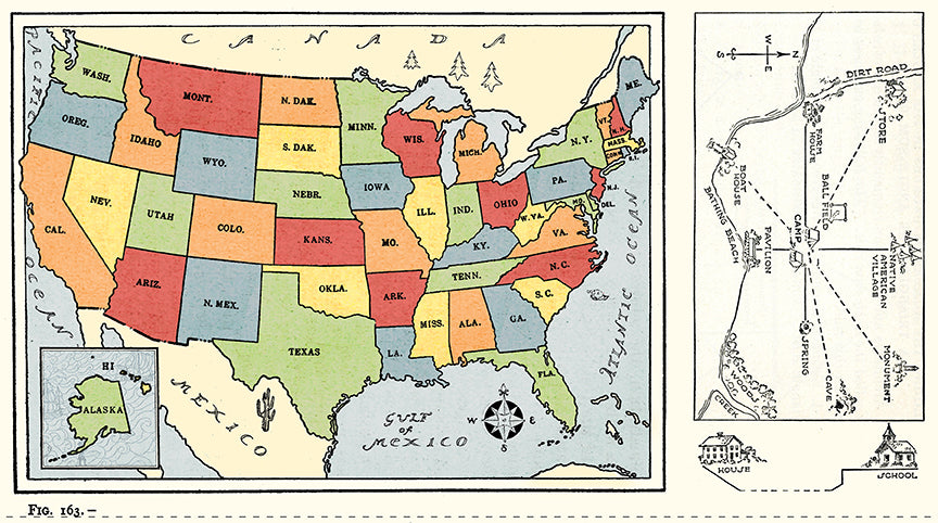 Old School Map Panel - Off White - Riley Blake