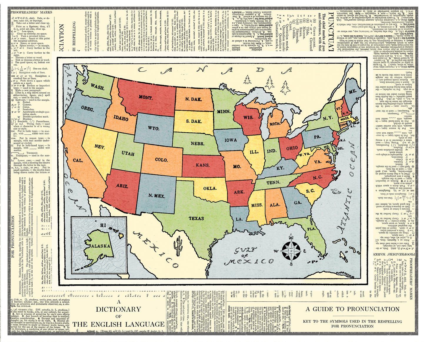 Old School Map Panel - Off White - Riley Blake
