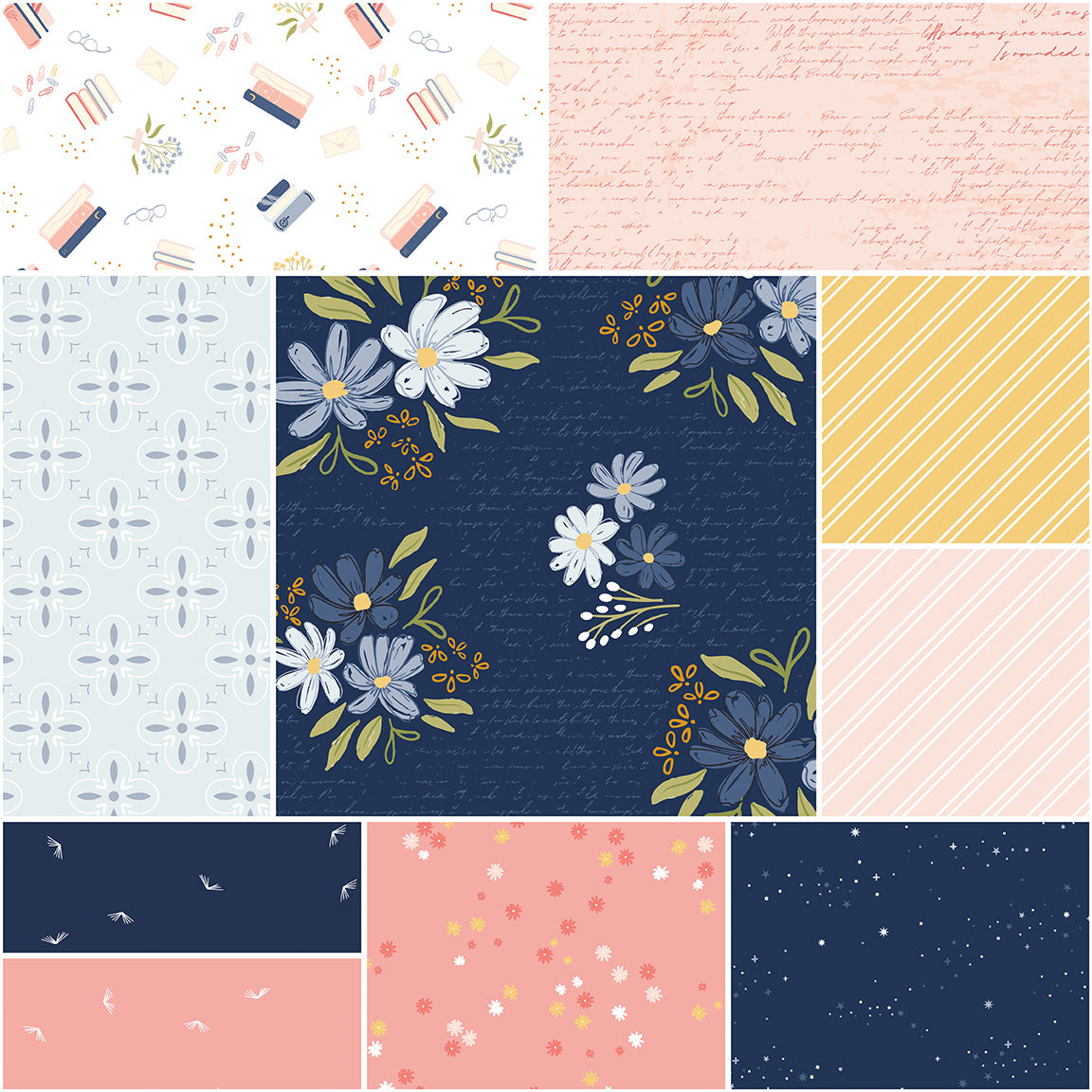 Between the Pages - 1 Yard Bundle - Navy - Riley Blake Designs