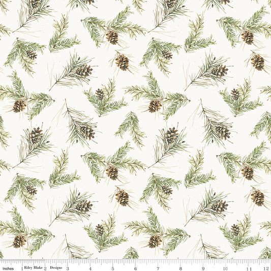 Pinecones in Cream - Holiday Spirit - Riley Blake