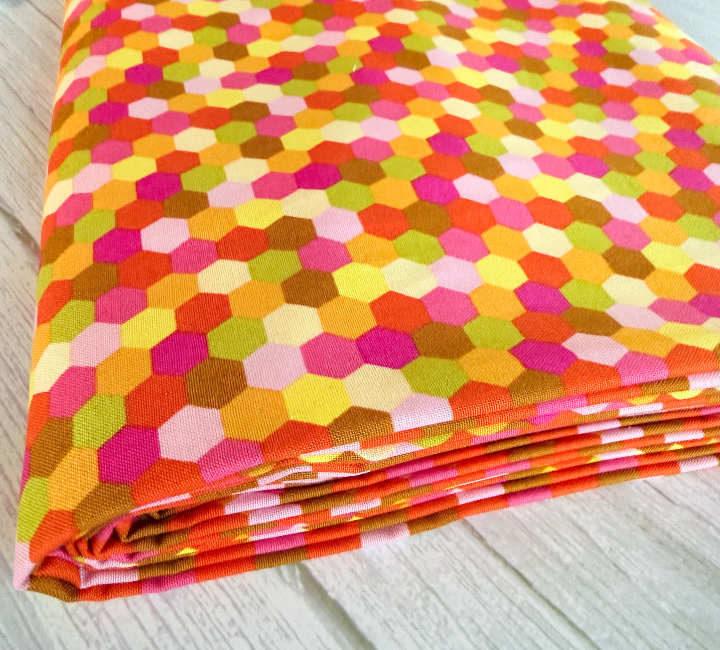 Piecework by AnnaMaria Textiles - Hexagons in Citrus