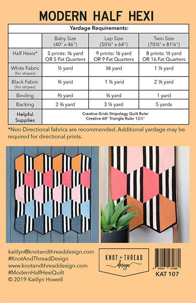 Modern Half Hexie Quilt Pattern - Knot + Thread Design