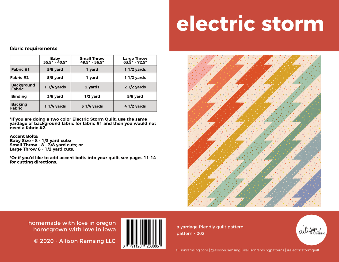 Electric Storm Quilt Pattern - Printed
